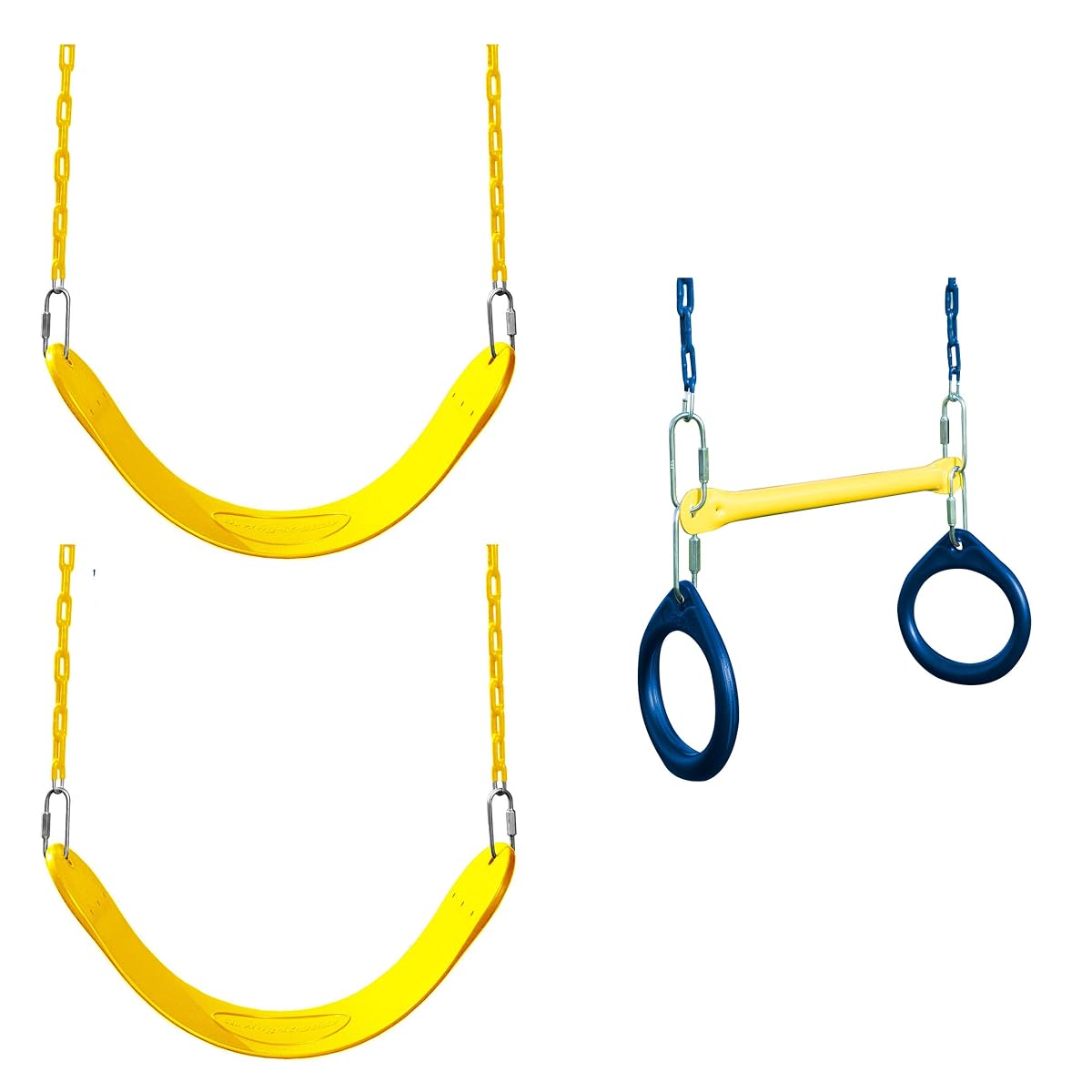2 Pack of Yellow Swing Seats with Ring/Trapeze Combo