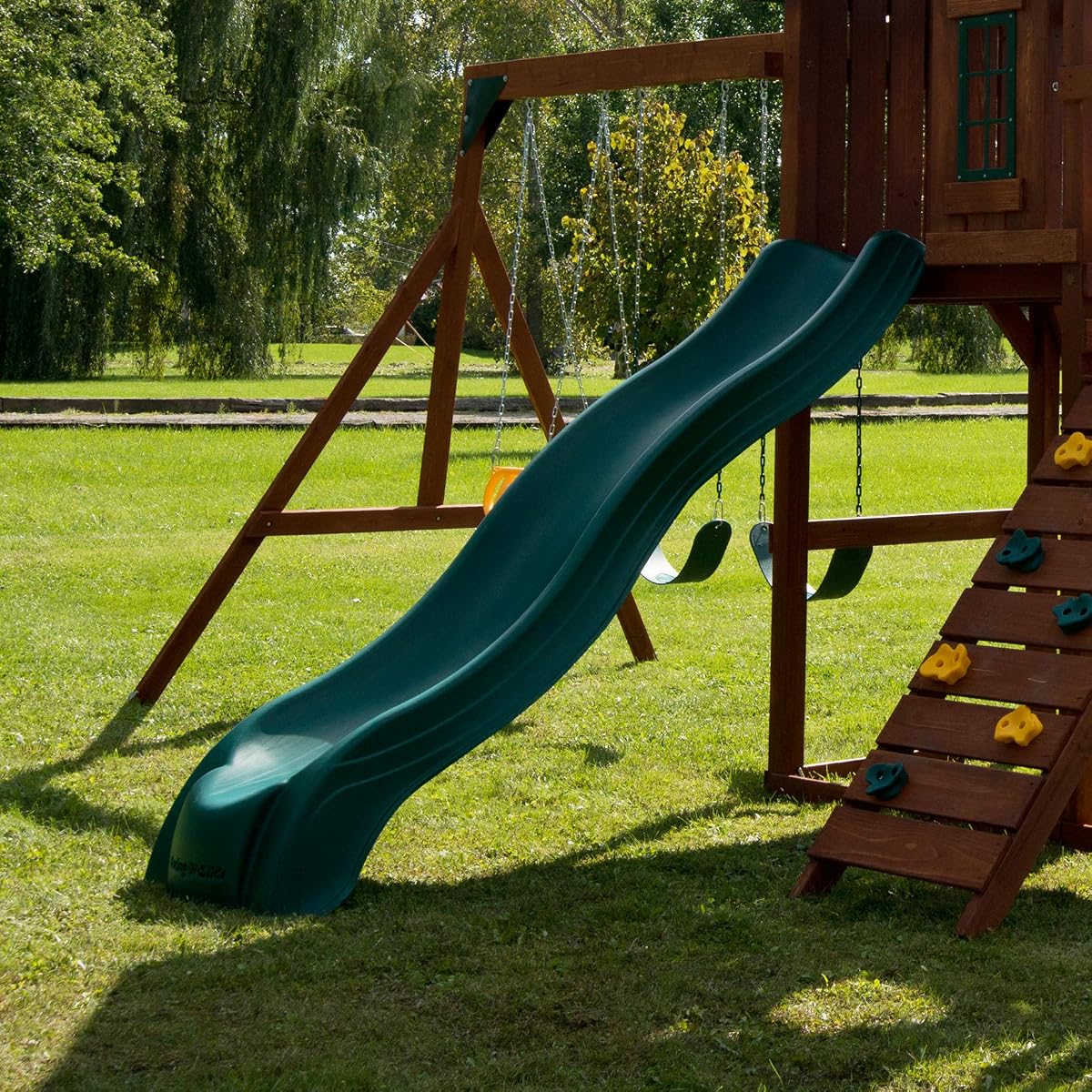 Alpine View Wooden Swing Set with with Vinyl Canopy
