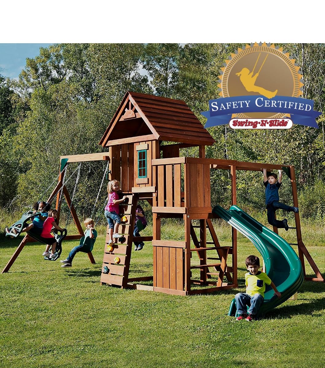 Cedar Brook Wooden Swing Set Play Set with Two