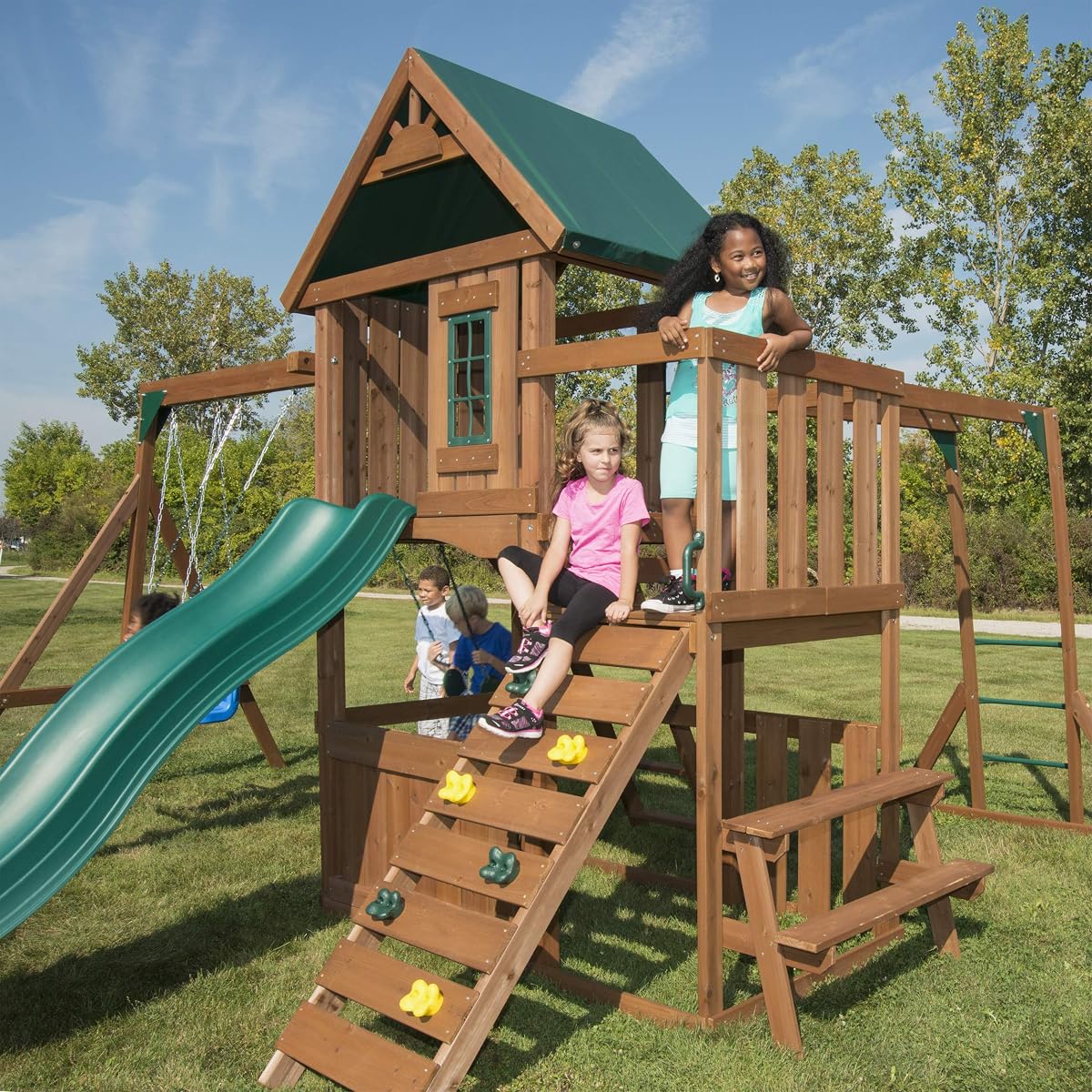 Fremont Wooden Swing Set with Slide