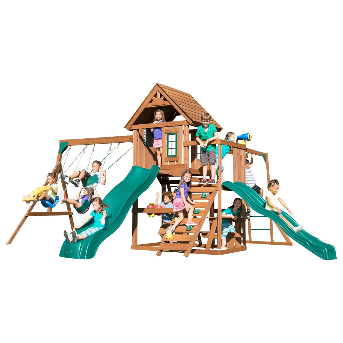 Knightsbridge Super Wooden Swing Set with Two Slides