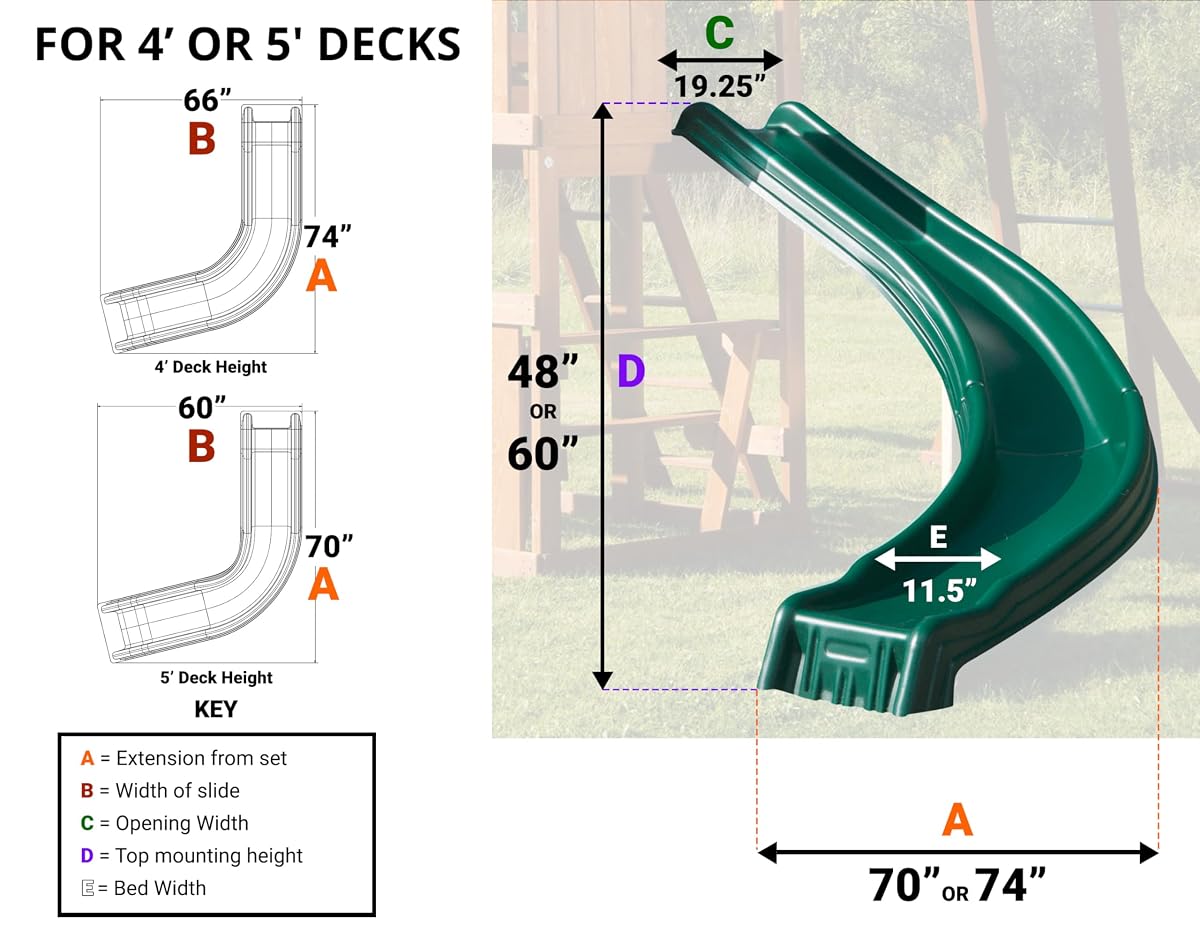 Side Winder Curved Plastic Slide for 4' Decks with