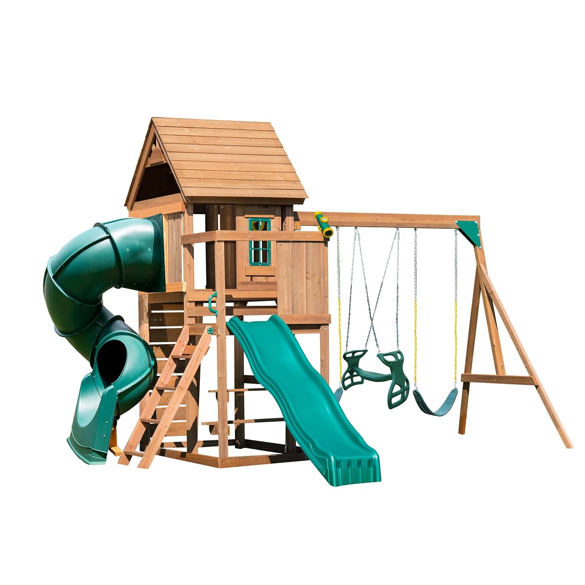 Turbo Treehouse Wooden Swing Set with Wood Roof