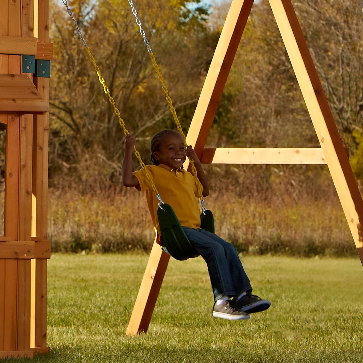 Two Extreme Duty Green Swing Seats with a Heavy