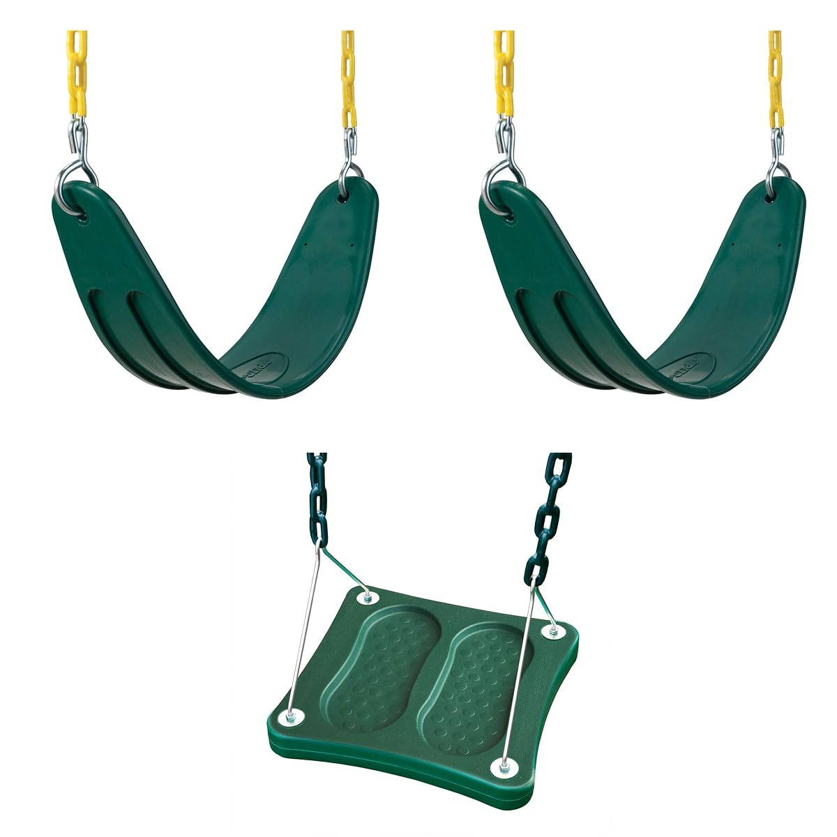Two Extreme Duty Green Swing Seats with a Stand-Up