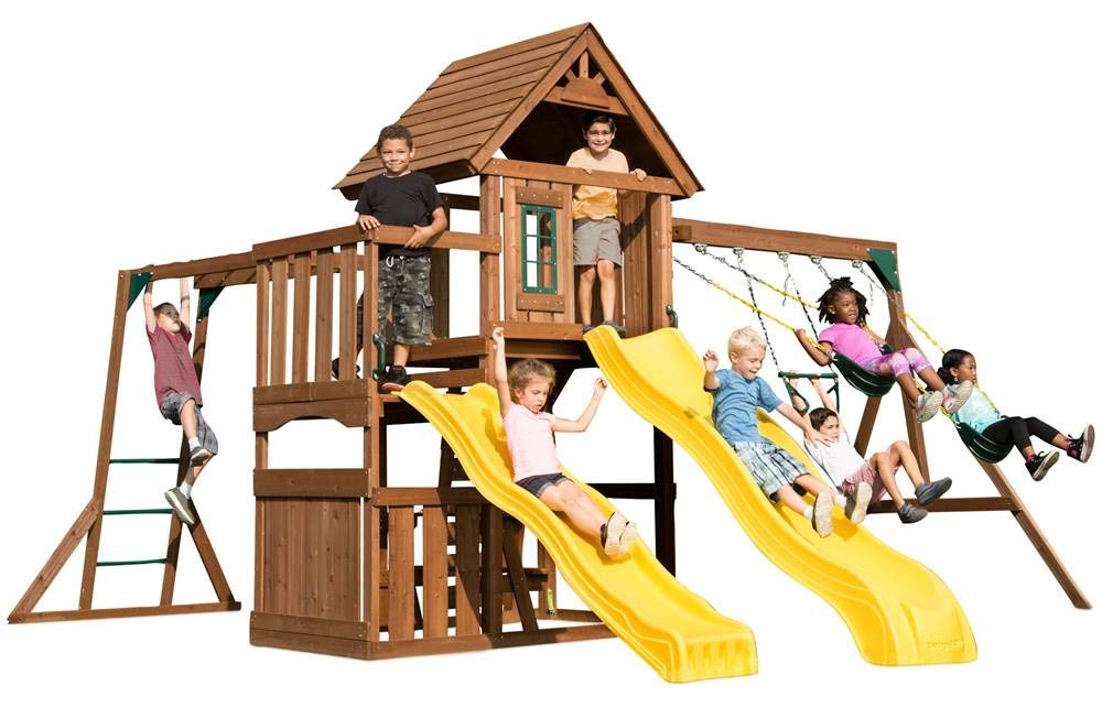 Wooden Timberview Play Set with Two Slides